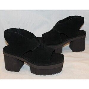 UGG BLACK NEW HEIGHTS 4" PLATFORM BOOT SANDALS WOMEN US 11 42 NEW